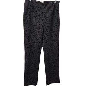 Chico’s Black Flocked Scroll Dress Pants Size 0 Side Zip